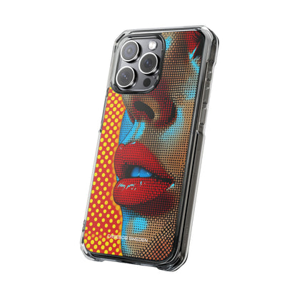 Yellow Red Pop Art Portrait - Clear Impact iPhone 15 Phone Case