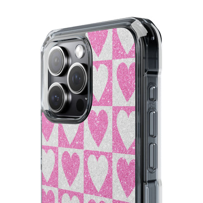 Glitter Heart Grid iPhone 15 Pro Max Case - Impact