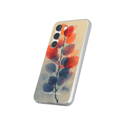 Orange Gray Leaves - Flexi Samsung S23 Phone Case