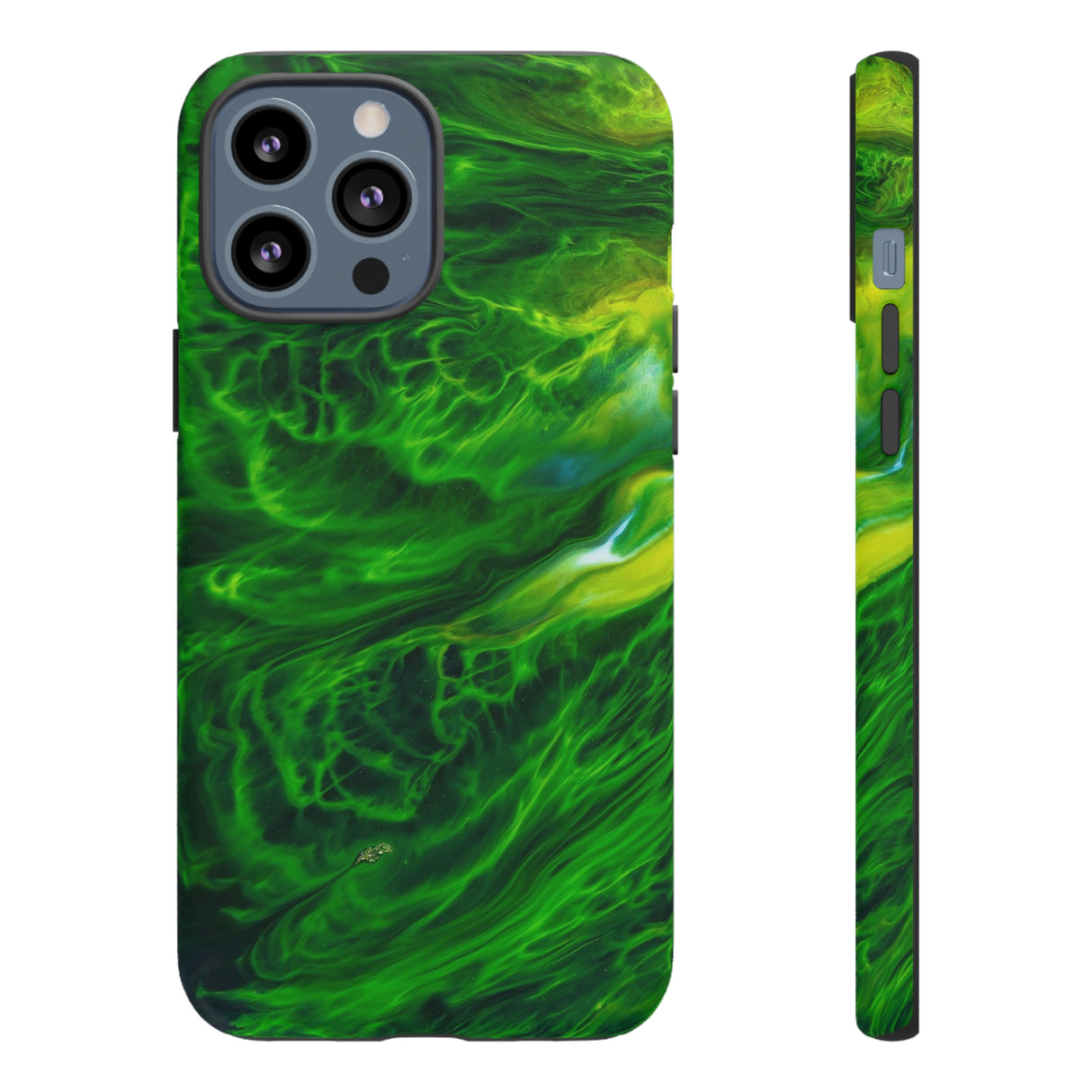 Neon Green Wave Ink Art iPhone Case (Protective) iPhone 13 Pro Max Matte Phone Case