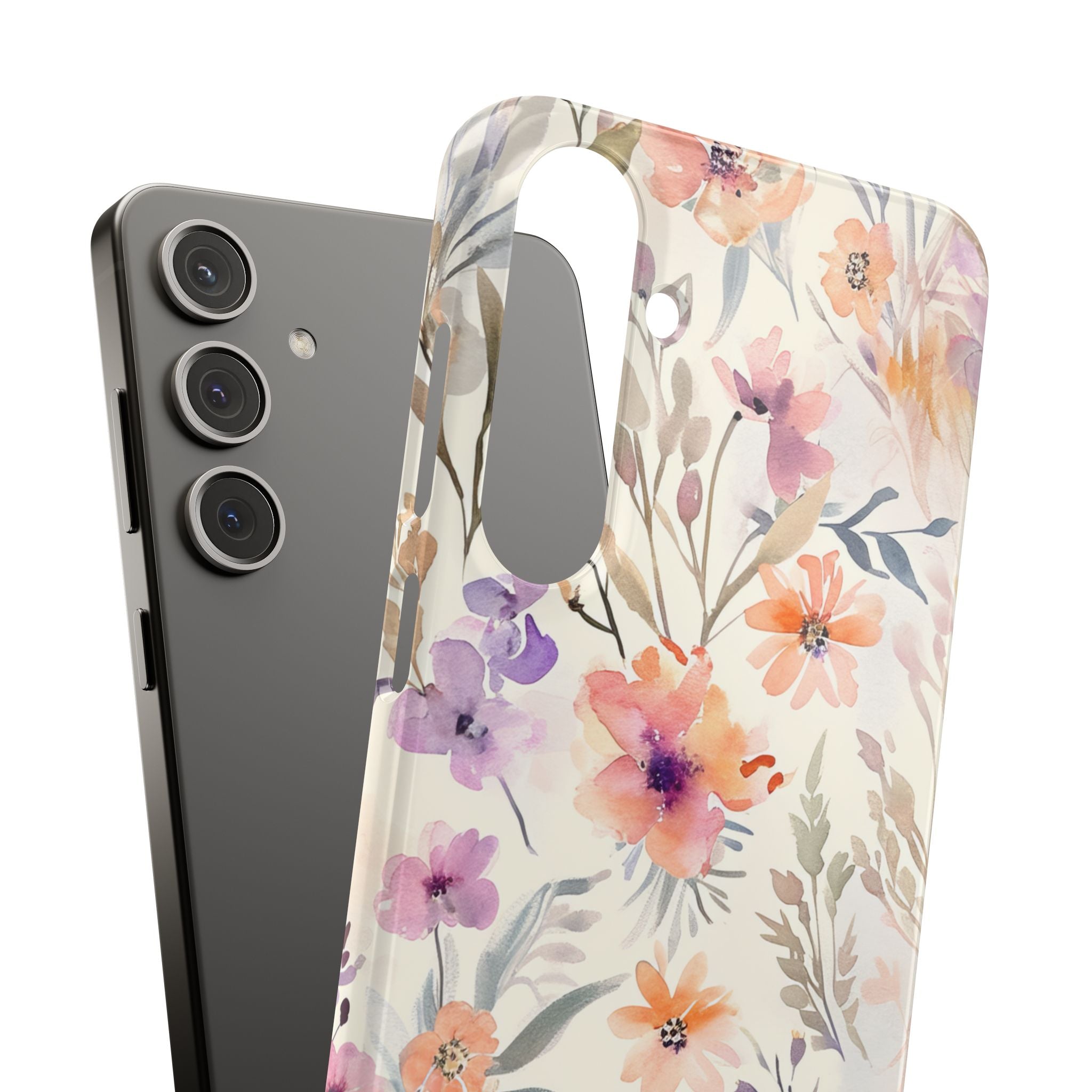 Soft Pink Floral Watercolor Design - Slim Samsung S24 Phone Case