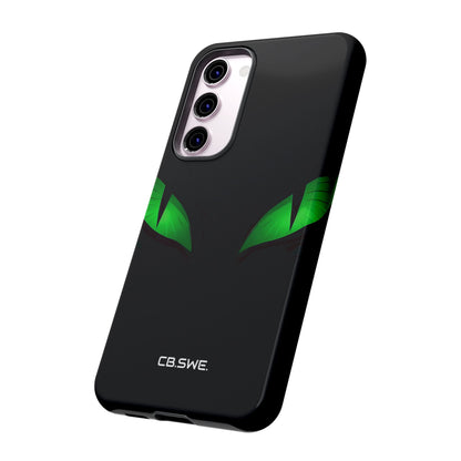 Glödande gröna ögon på svart Samsung S23 - Tough