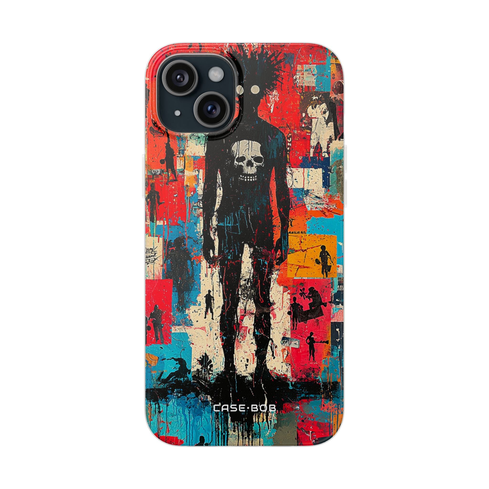 Spiky Skull Silhouette iPhone 15 Plus Case - Soft