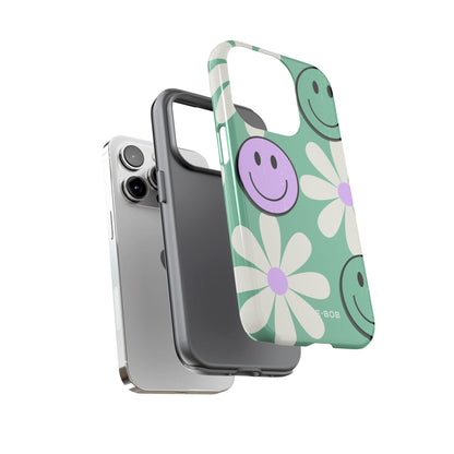 Smiley Daisy Glow iPhone 14 Pro Case - Tough