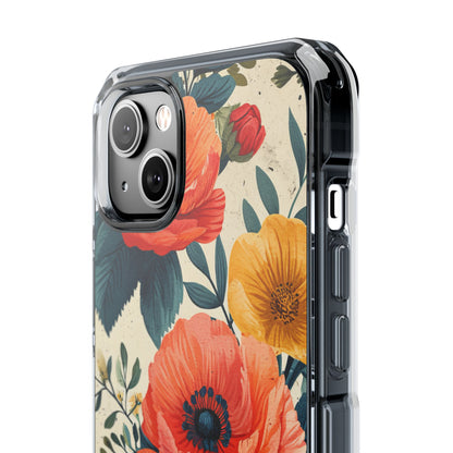 Vibrant Botanical Poppies - Clear Impact iPhone 14 Phone Case