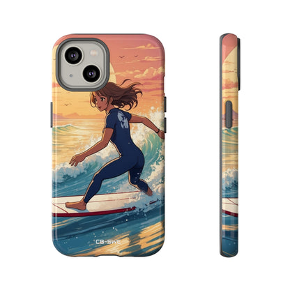Surfing Into Sunset - iPhone Case