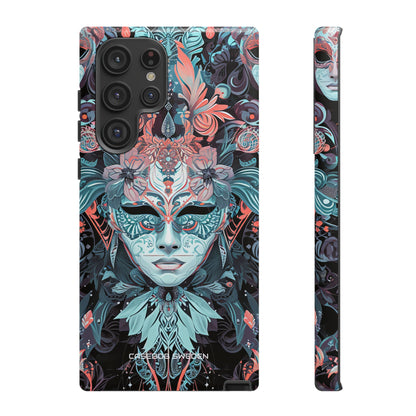 Mystic Teal Coral Mask - Tough Samsung S22 Phone Case