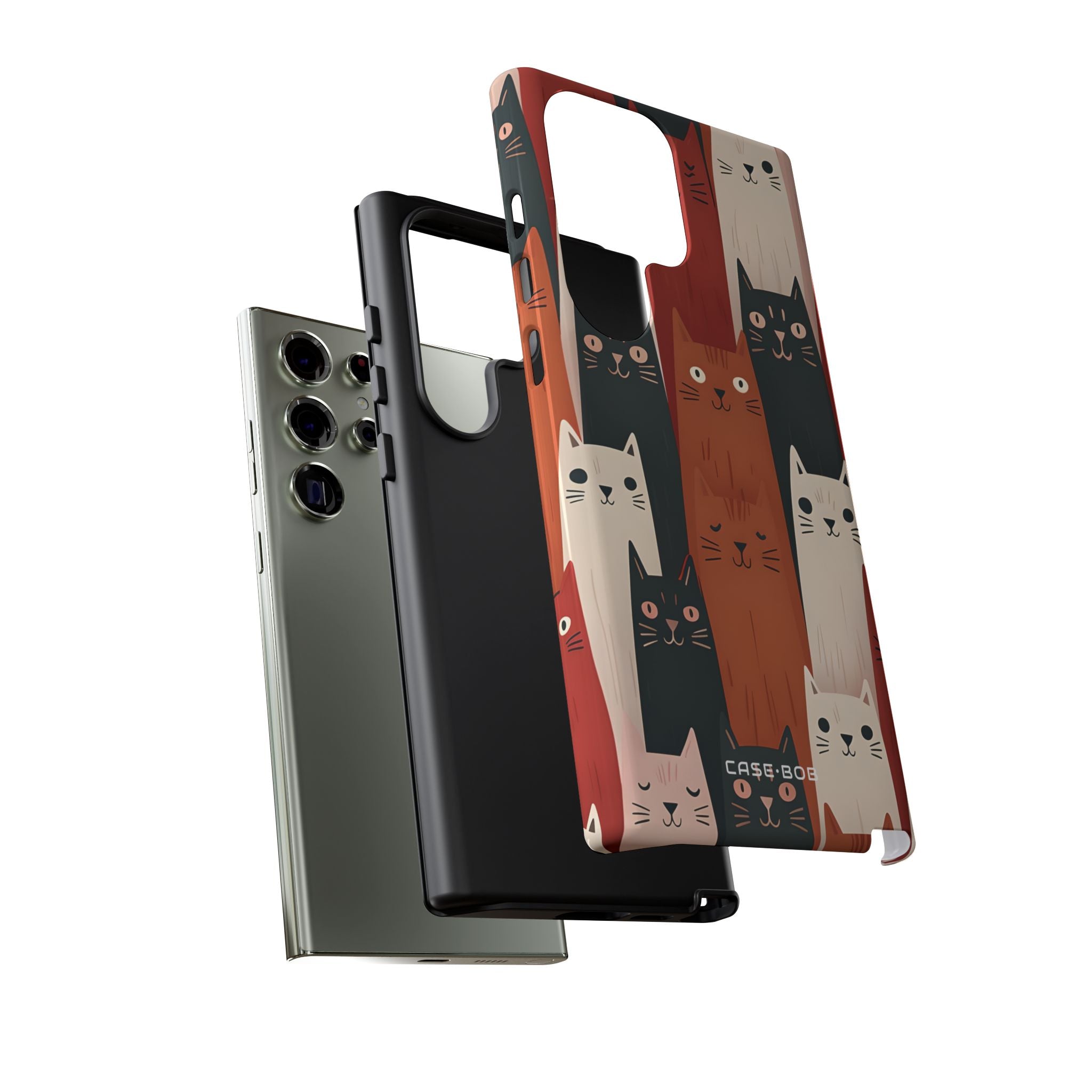 Elongated Cats Black Samsung S23 Ultra Case - Tough