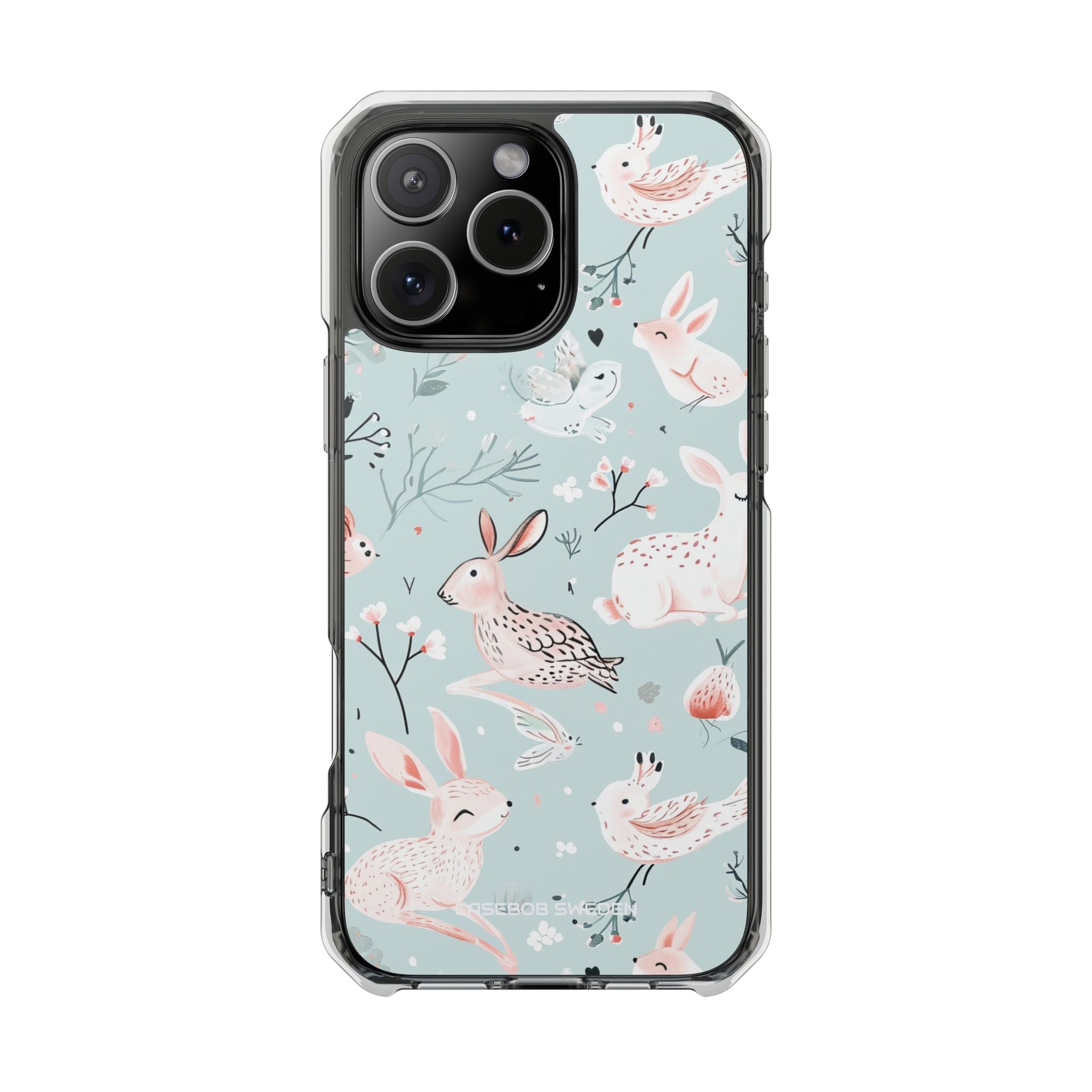 Whimsical Bunny Blossom - Clear Impact iPhone 16 Phone Case