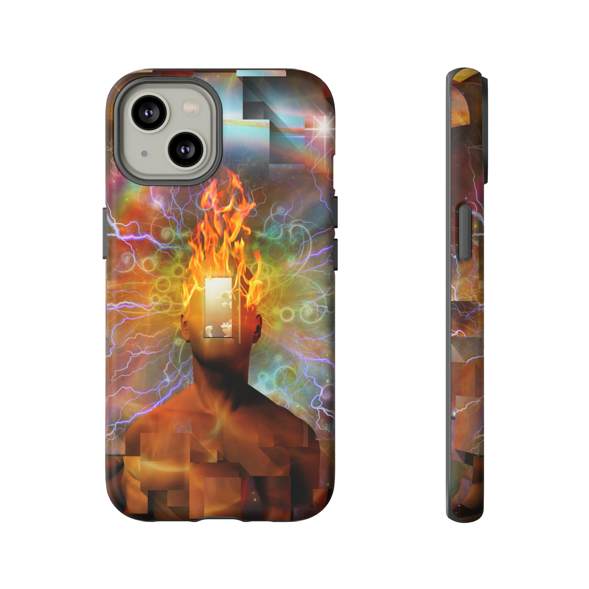 Man with burning mind - Protective Phone Case