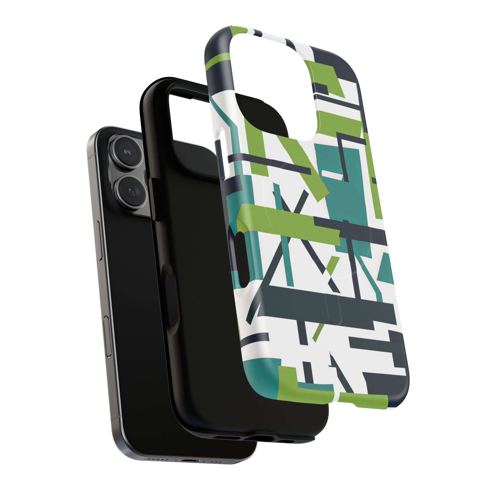 Green Geometry Glide iPhone 16  Tough+ Phone Case