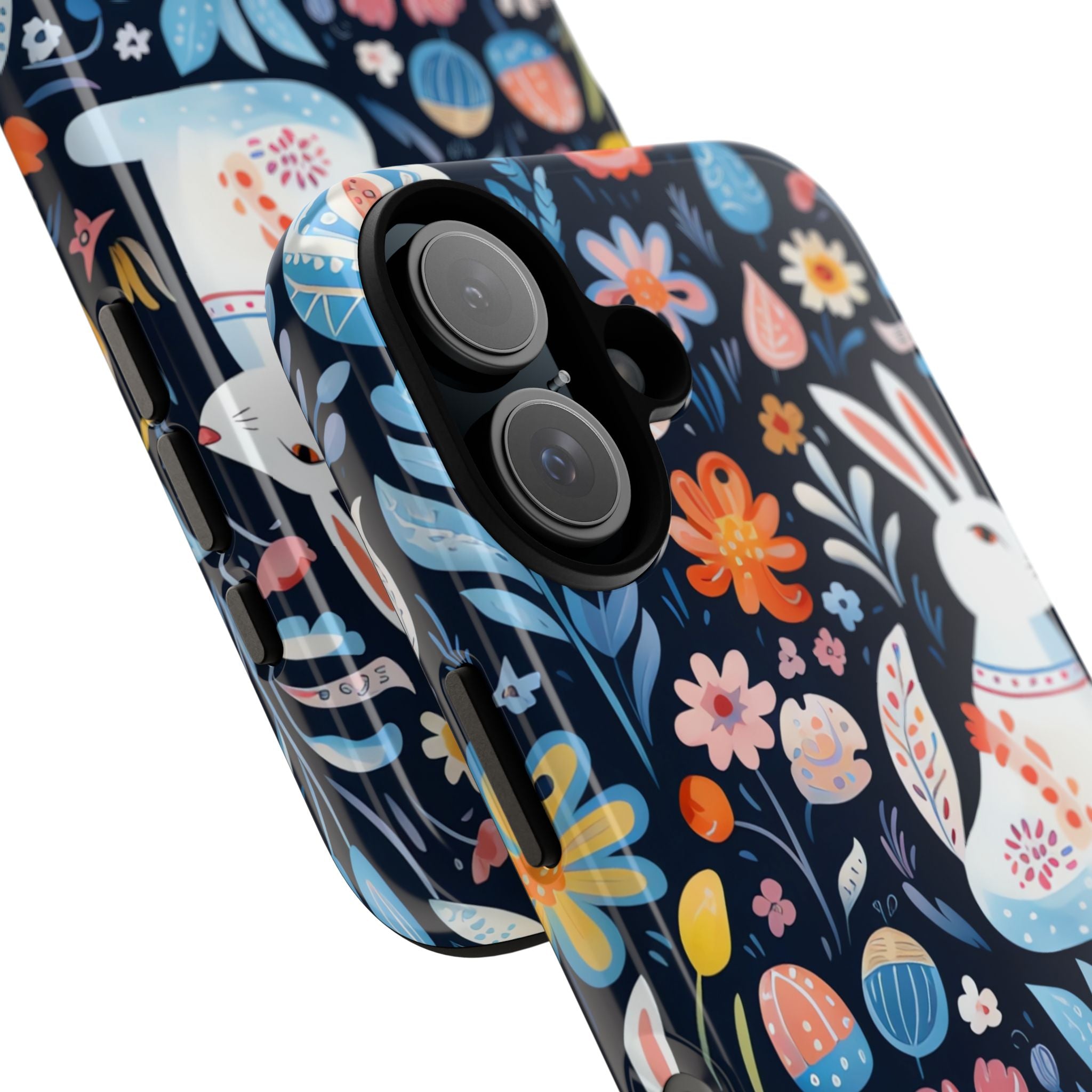 Bunnies Play Among Flowers - iPhone Case