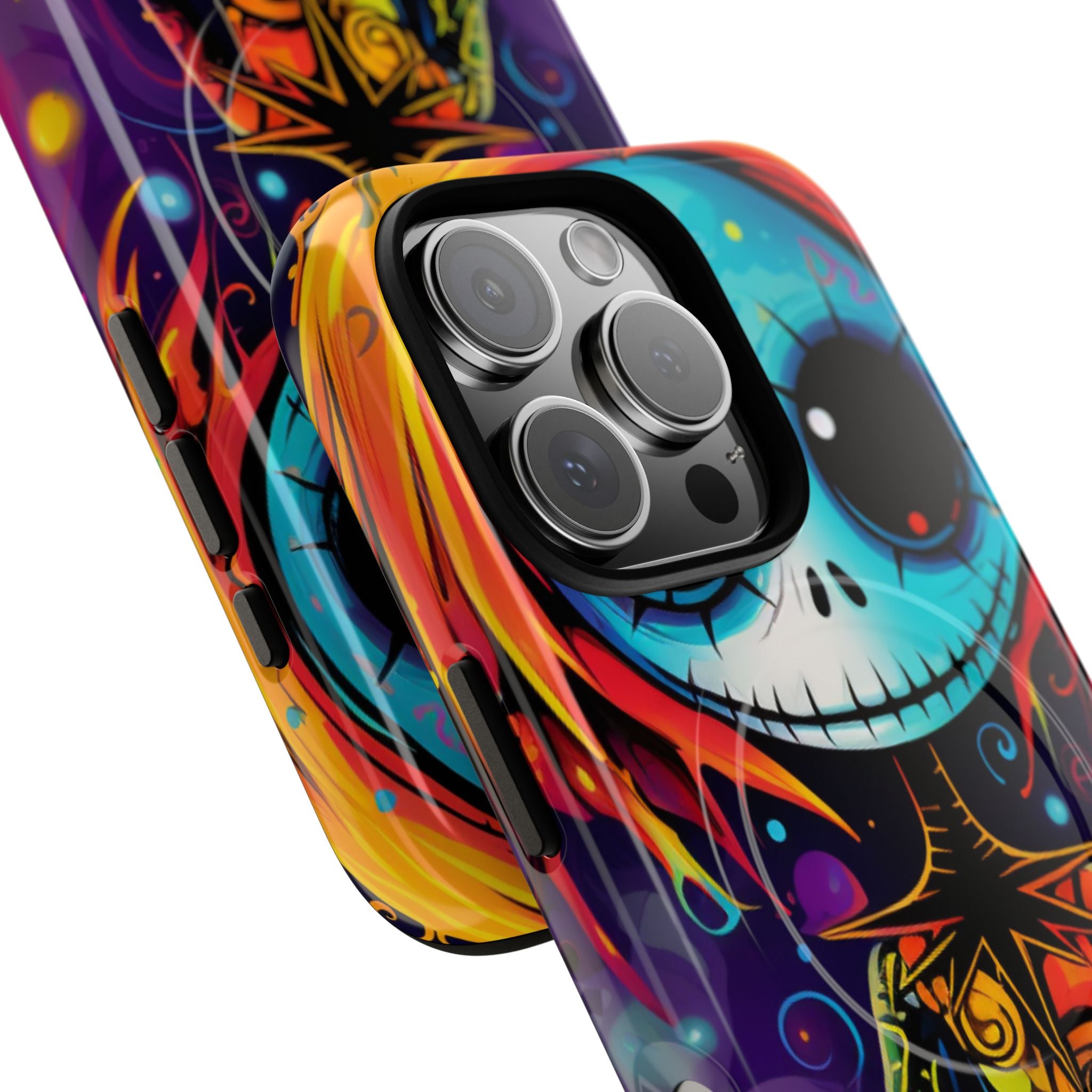 Blue Skull Swirl iPhone 16 Pro Case - Tough+