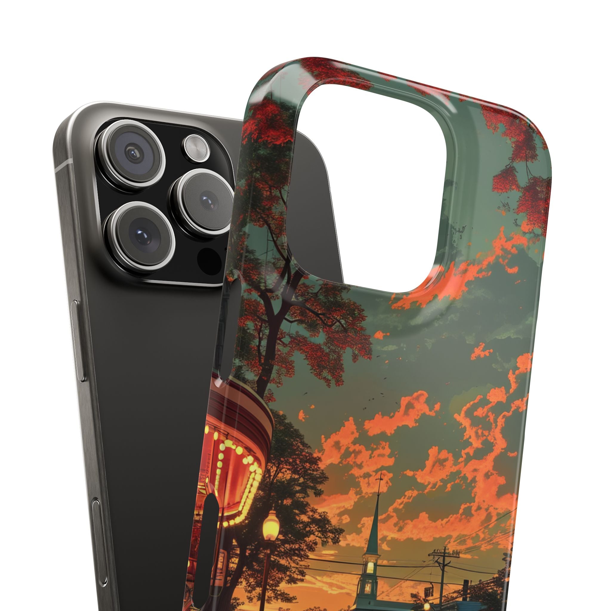 Mid-Century Nostalgia Streetscape iPhone 16 - Slim Phone Case