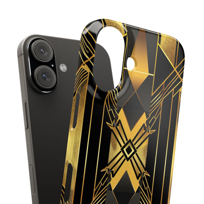 Golden Geometric Elegance iPhone 16 - Slim Phone Case