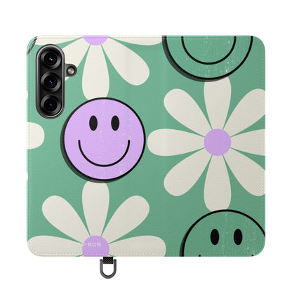 Smiley Daisy Glow - Samsung S25 Case - Wallet
