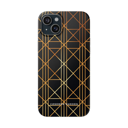 Golden Geometric Elegance iPhone 15 - Flexi Phone Case