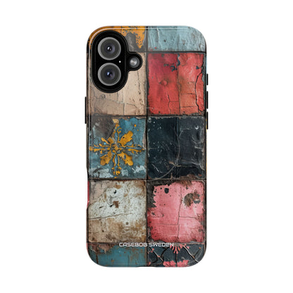 Rustic Red-Yellow Vintage Tiles - Tough + MagSafe® iPhone 16 Phone Case