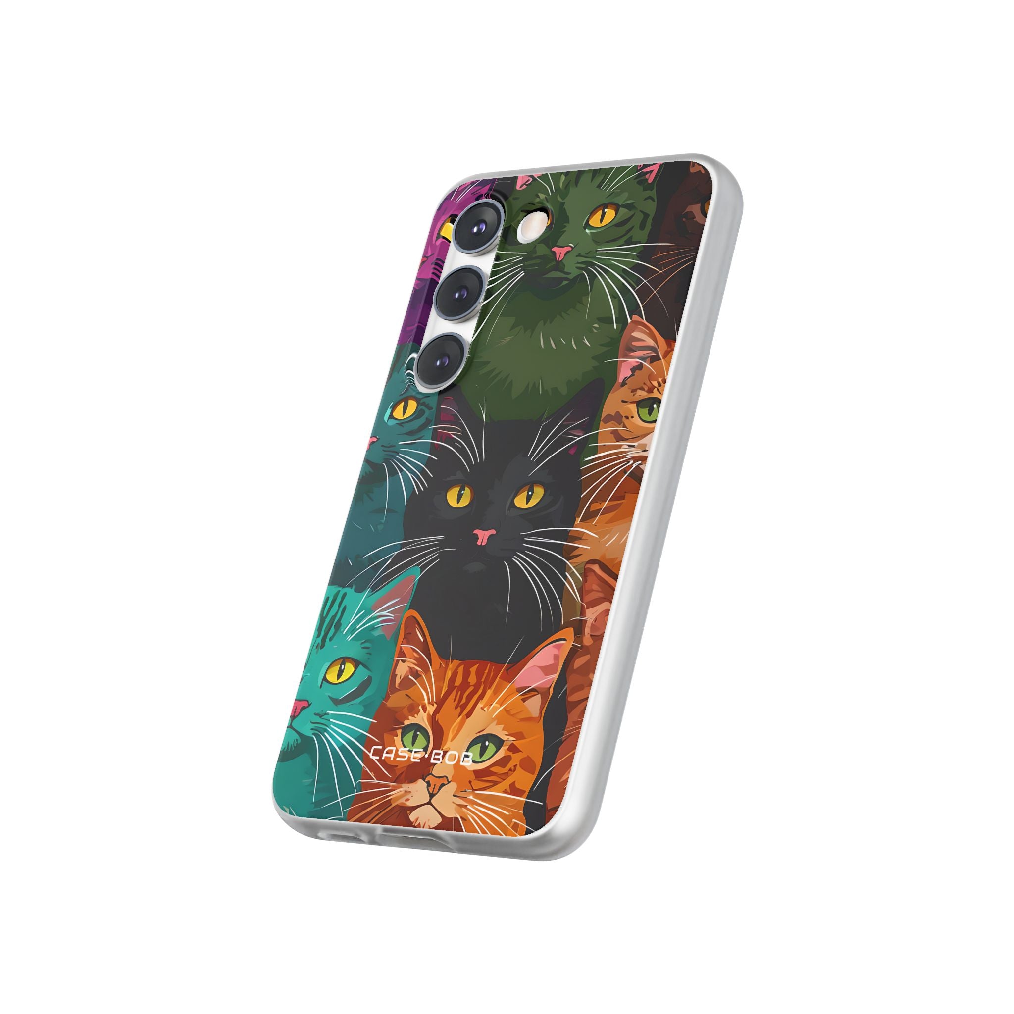 Teal Cat Grid Samsung S23 Case - Soft
