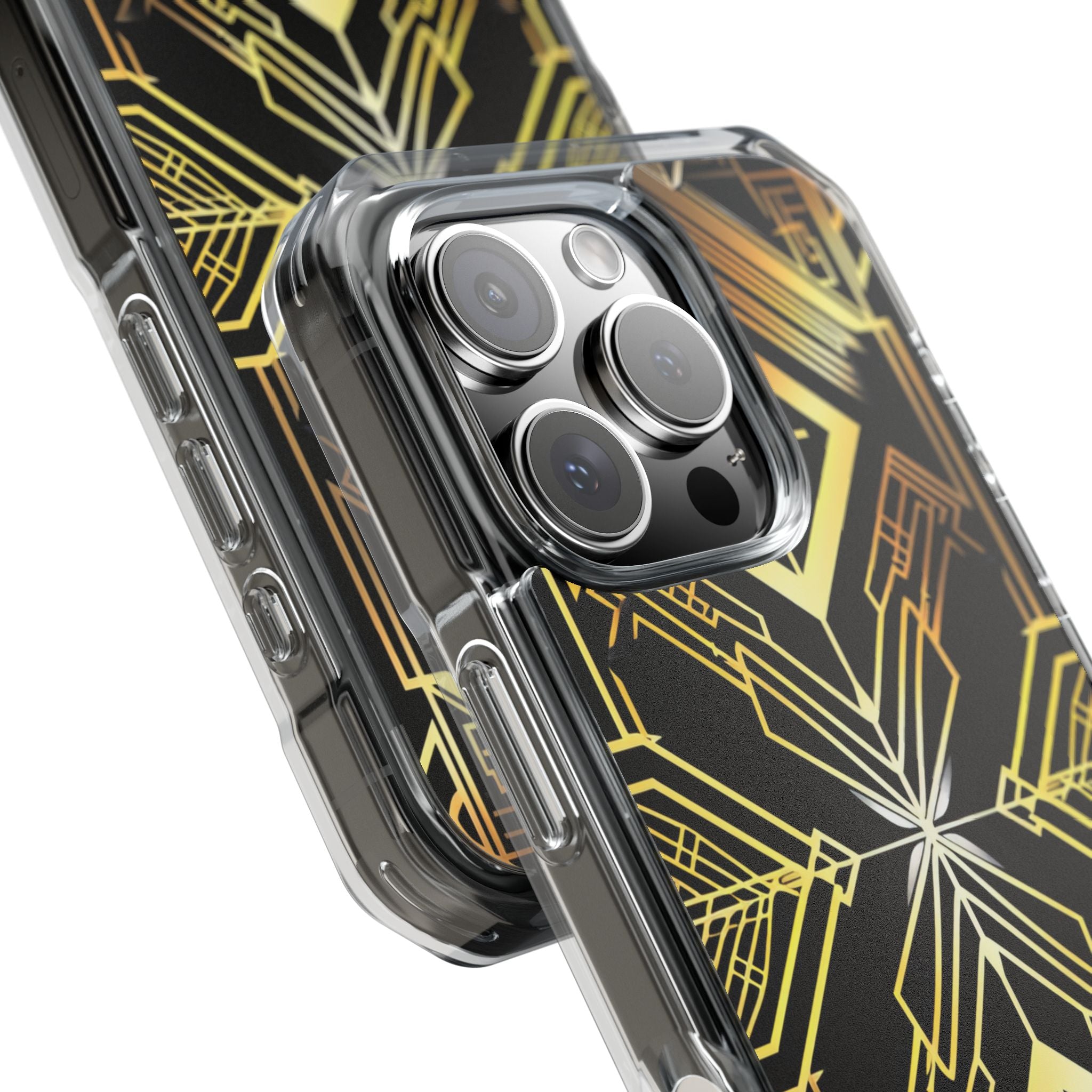 Golden Geometric Opulence iPhone 16 - Clear Impact Phone Case