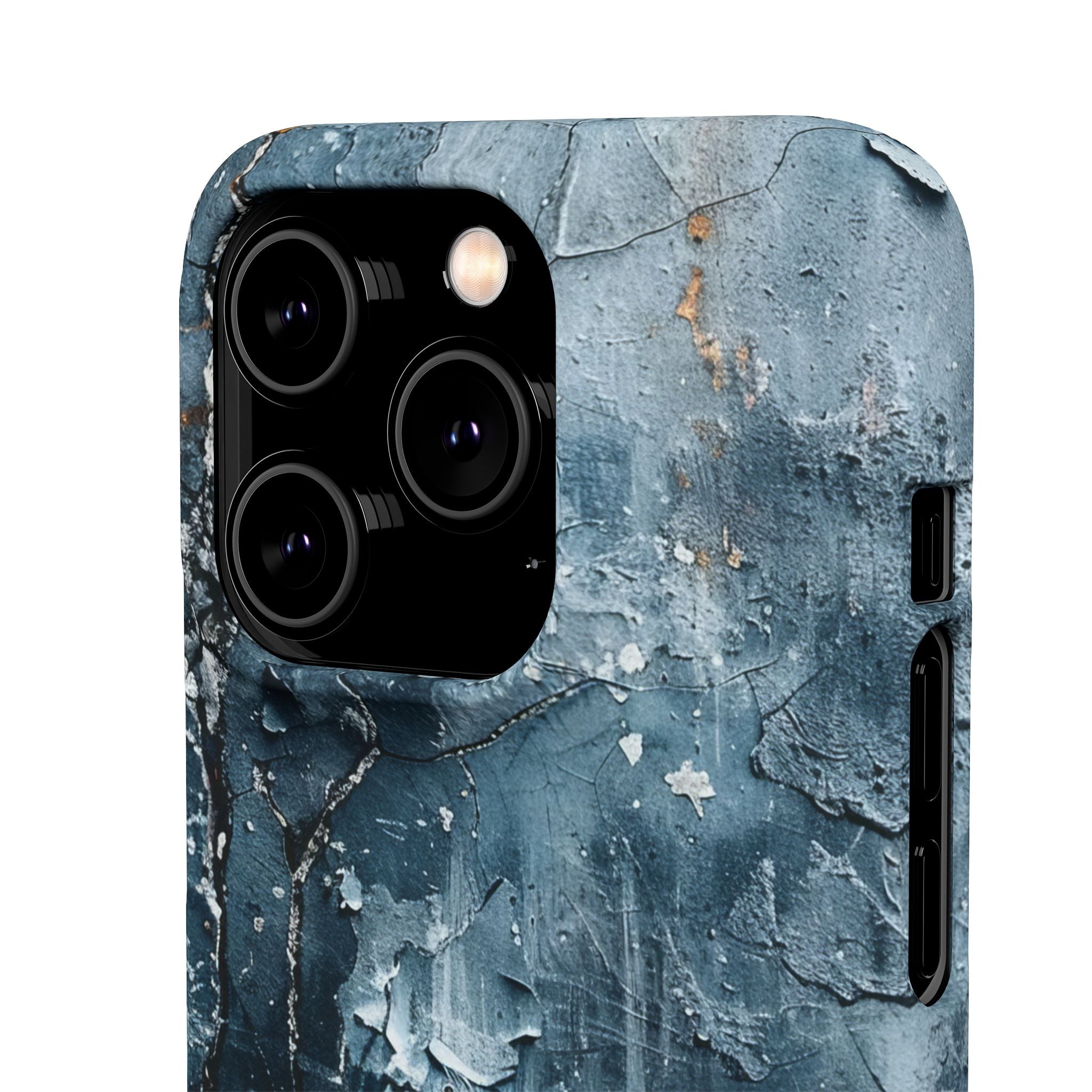 Weathered Blue Tapestry with Cracked Layers iPhone 14 - Slim Phone Case