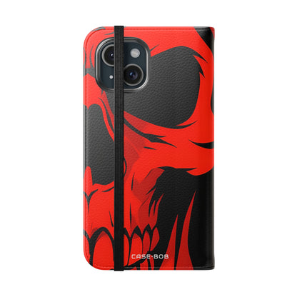 Dual Skulls RedBlue - iPhone 15 Case - Wallet