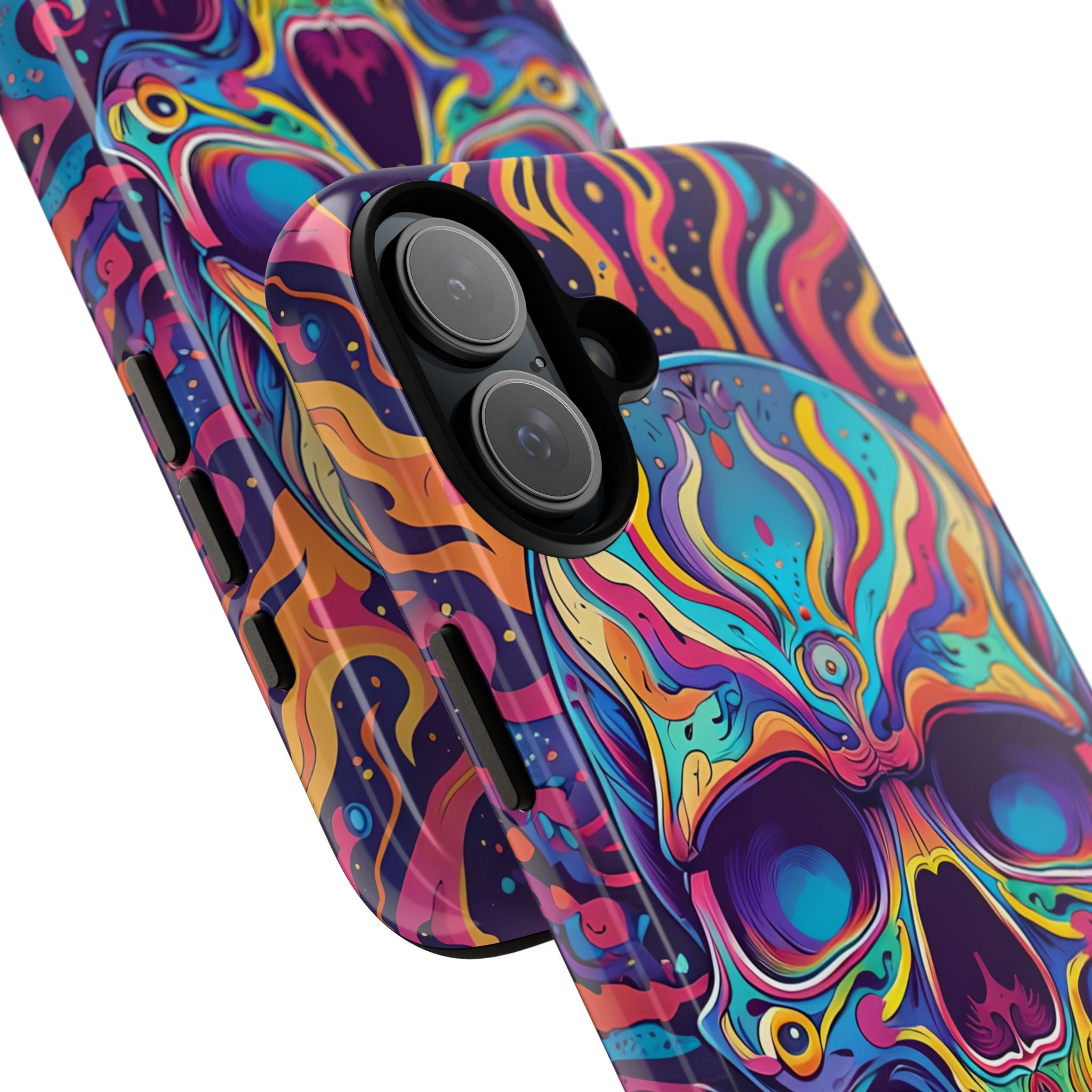 Neon Skull Flame iPhone 16 Plus Case - Tough