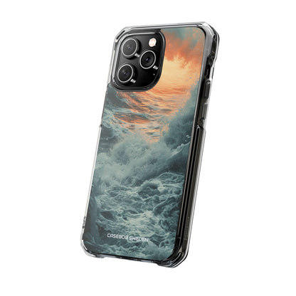 Fiery Wave Power - Clear Impact iPhone 14 Phone Case