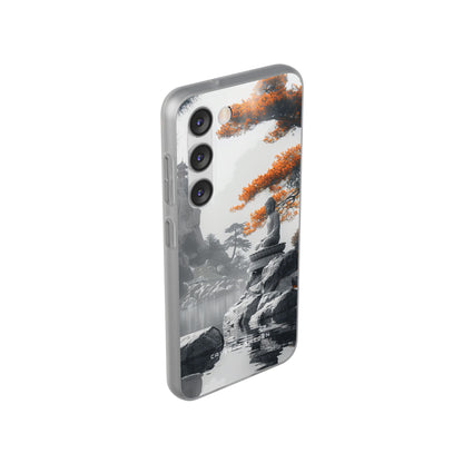 Zen Serenity: Tranquil Landscape with Buddha and Pagoda Samsung S23 - Flexi Phone Case