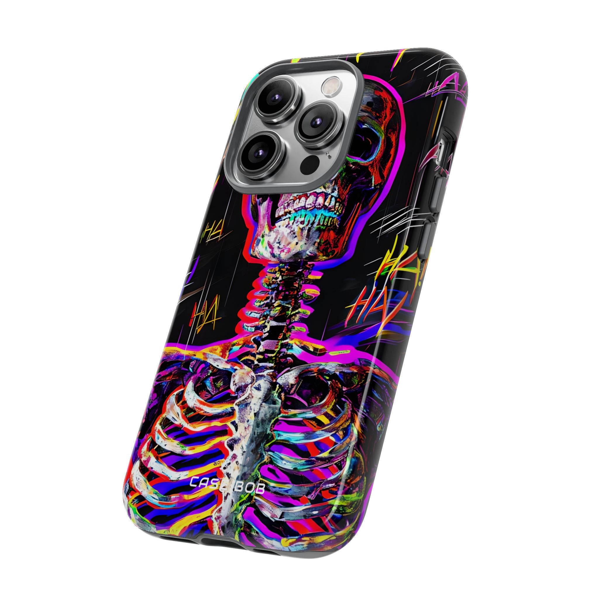 Neon Skeleton Laugh iPhone 14 Pro Case - Tough