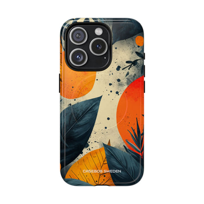 Tropical Blue Leaves - Tough + MagSafe® iPhone 15 Phone Case