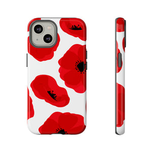 Red poppies on white iPhone case (Protective) - Protective Phone Case