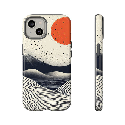 Red Sun Over Flowing Horizons iPhone 14 - Tough Phone Case