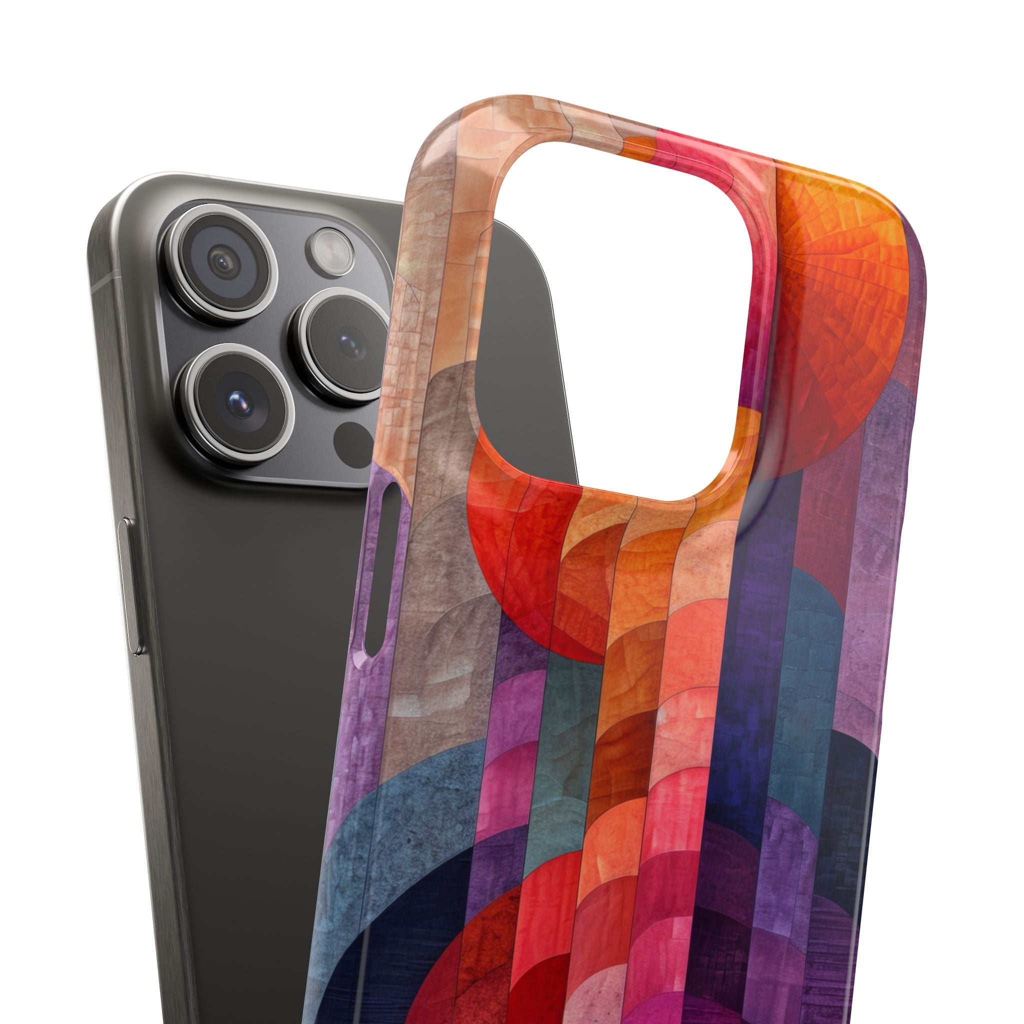 Purple Orange Abstract - Slim iPhone 15 Phone Case