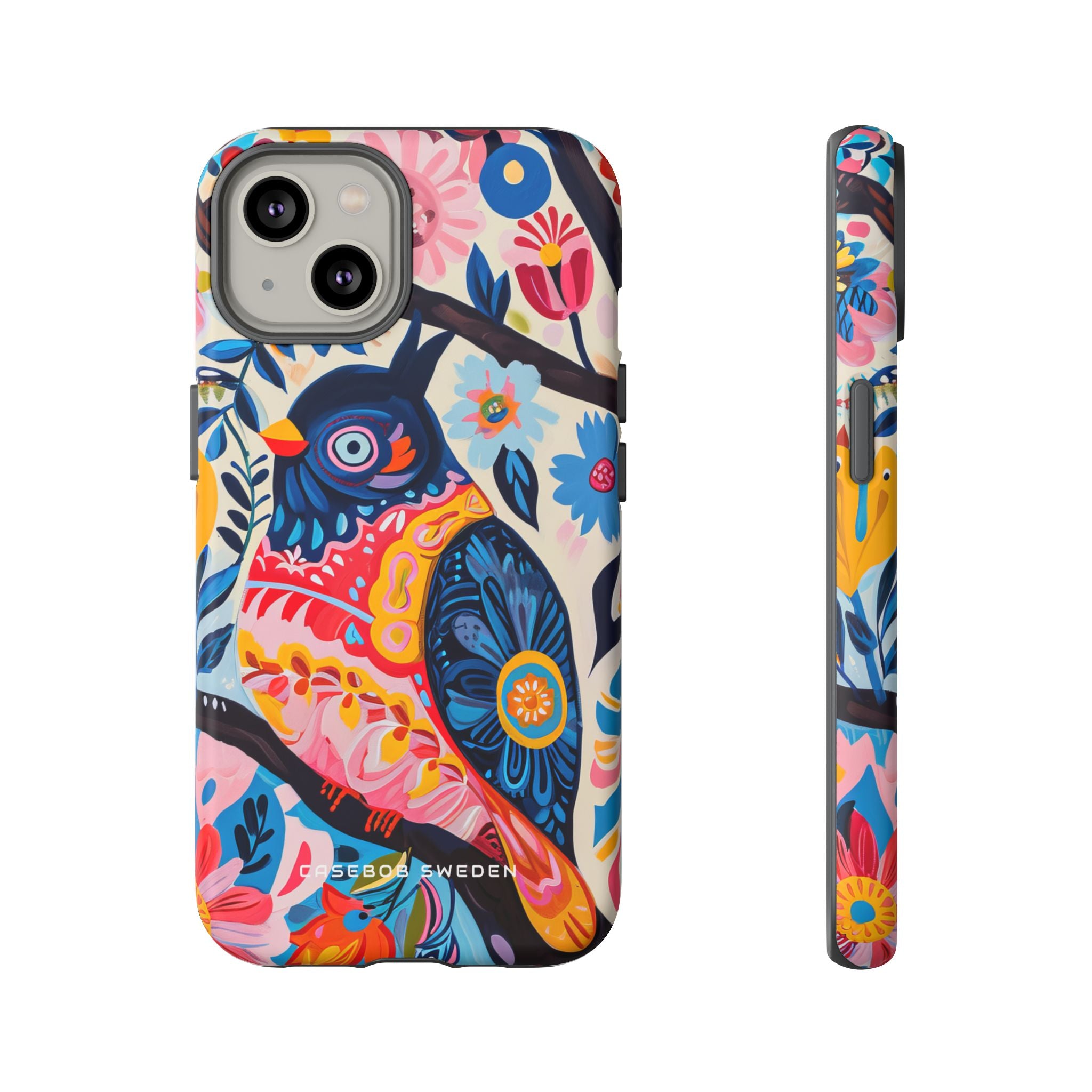 Whimsical Vintage Owl with Floral Charm iPhone 14 - Tough Phone Case