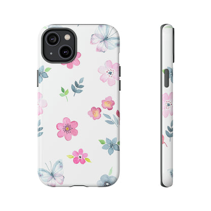 Vintage flowers and butterflies iPhone case - Protective Phone Case