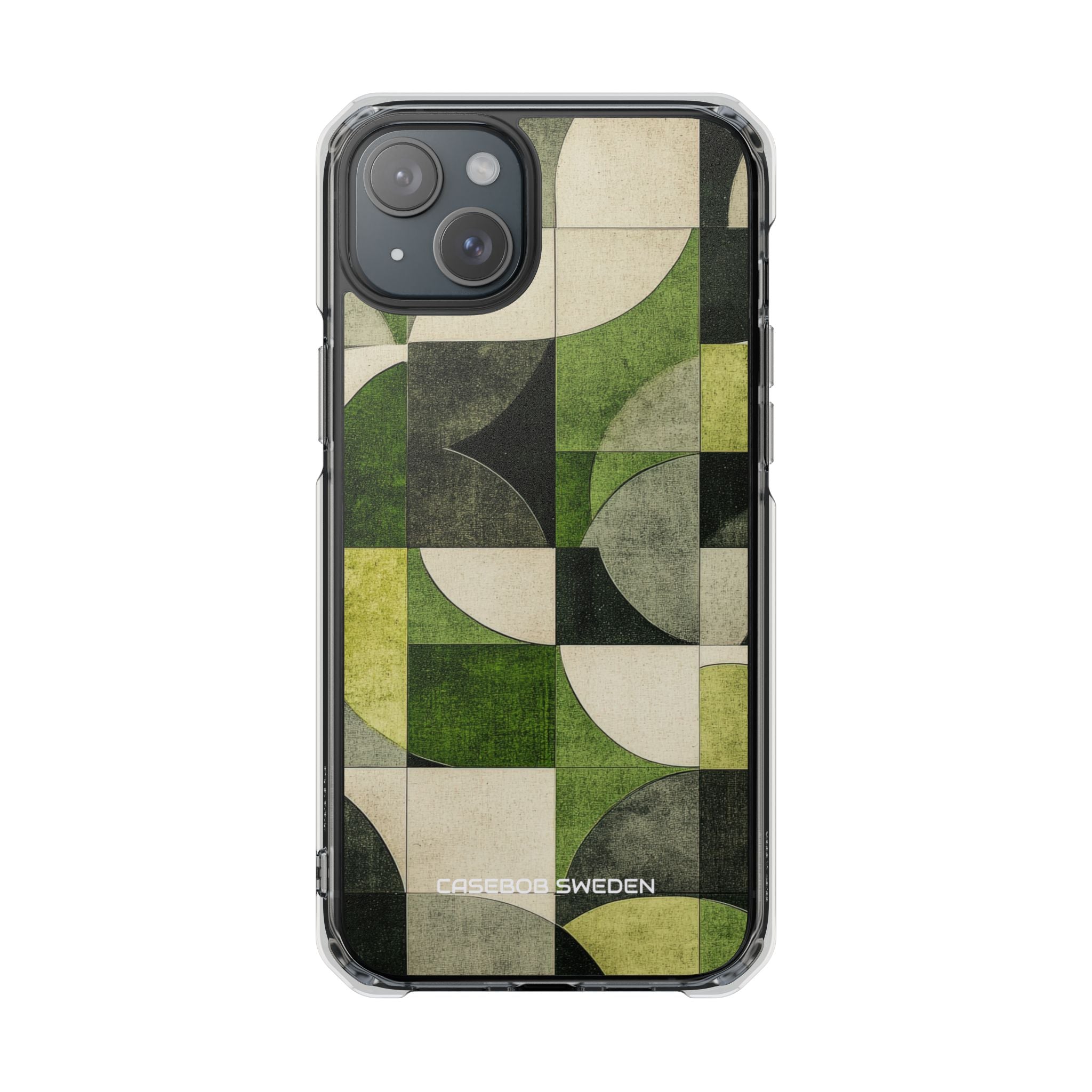 Green Geometric Harmony - Clear Impact iPhone 15 Phone Case