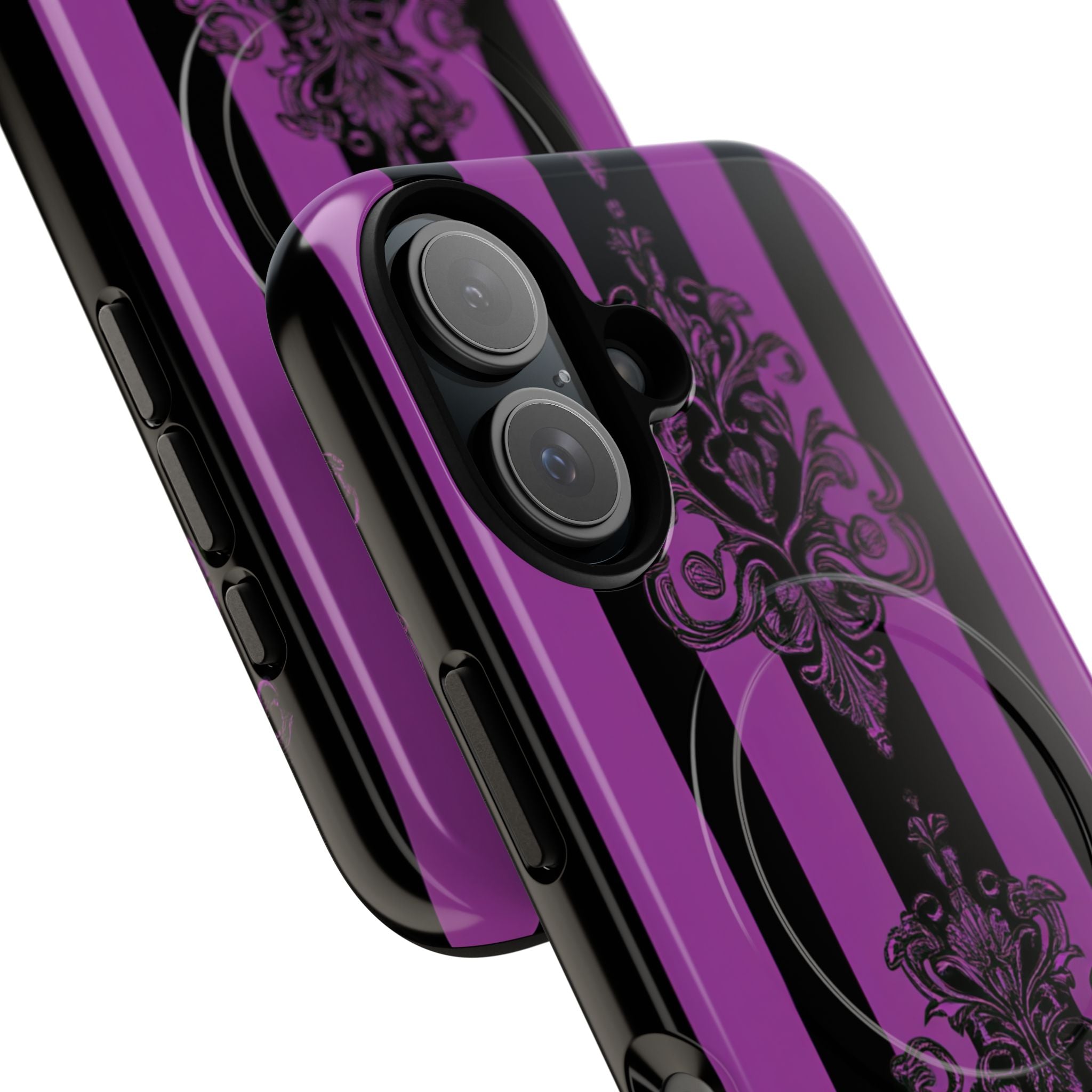 Gothic Elegance with Vertical Stripes and Ornamental Motifs iPhone 16 | Tough+ Phone Case