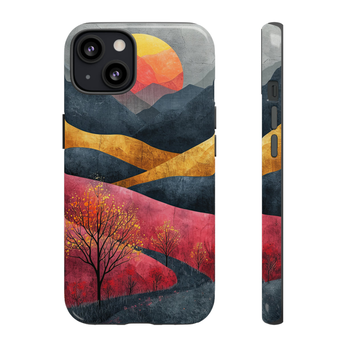 Nature's Geometry: Bright Sunset Mountain - Protective Phone Case