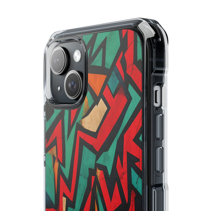 Crimson Zigzag iPhone 15 Plus Case - Impact