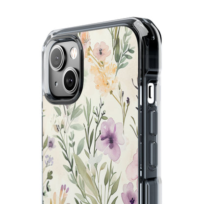 Soft Green Lavender Floral Pattern - Clear Impact iPhone 14 Phone Case