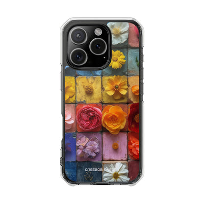 Vibrant Floral Tiles - Clear Impact iPhone 16 Phone Case