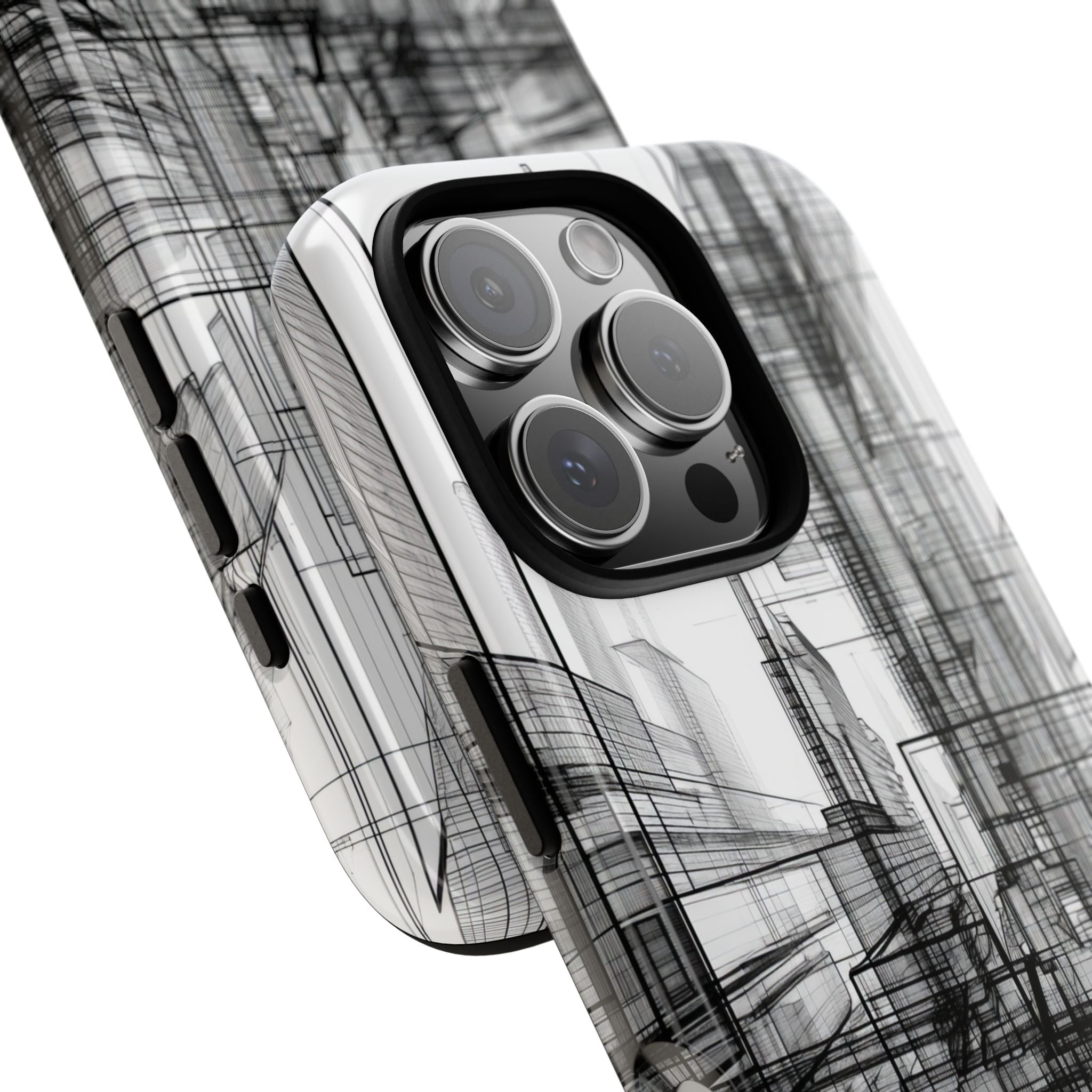 Urban Complexity: Black Lines Design - for iPhone 16