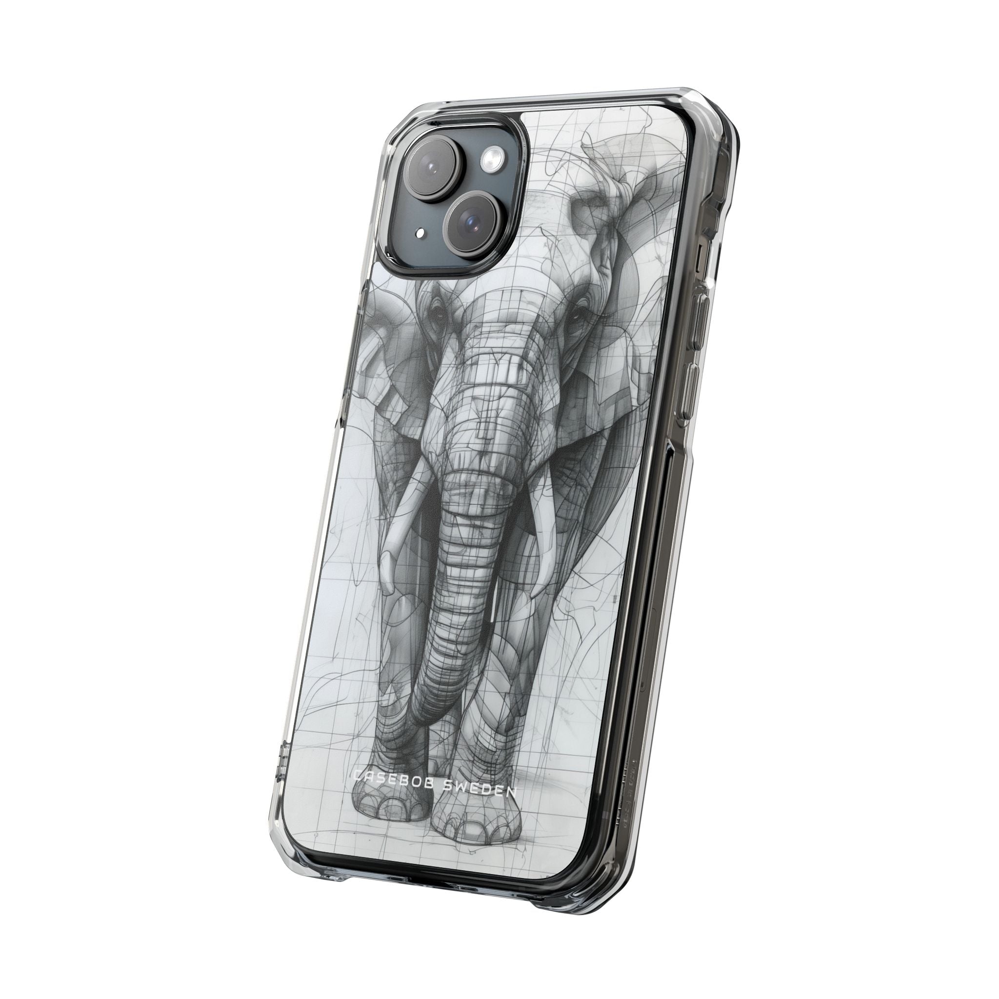 Elephant Line Geometry iPhone 15 - Clear Impact Phone Case