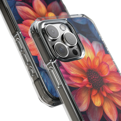 Floral Harmony Orange Blue - Clear Impact iPhone 16 Phone Case