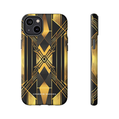 Golden Geometric Elegance iPhone 14 - Tough Phone Case