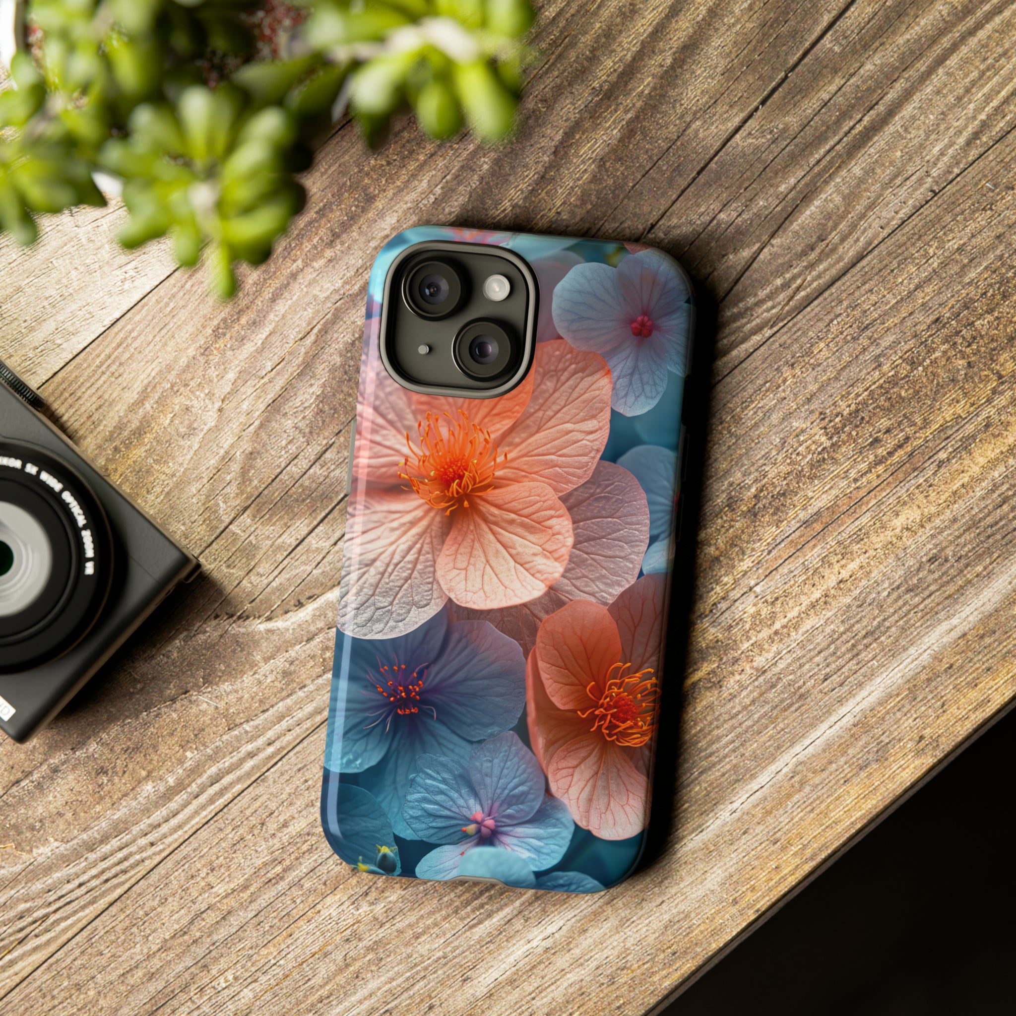 Bright Blue Floral Serenity - Protective Phone Case