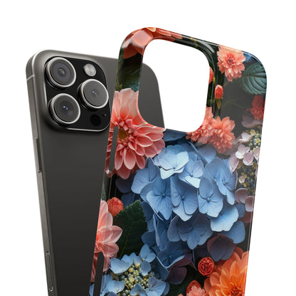 Blue Floral Bliss - Slim iPhone 16 Phone Case