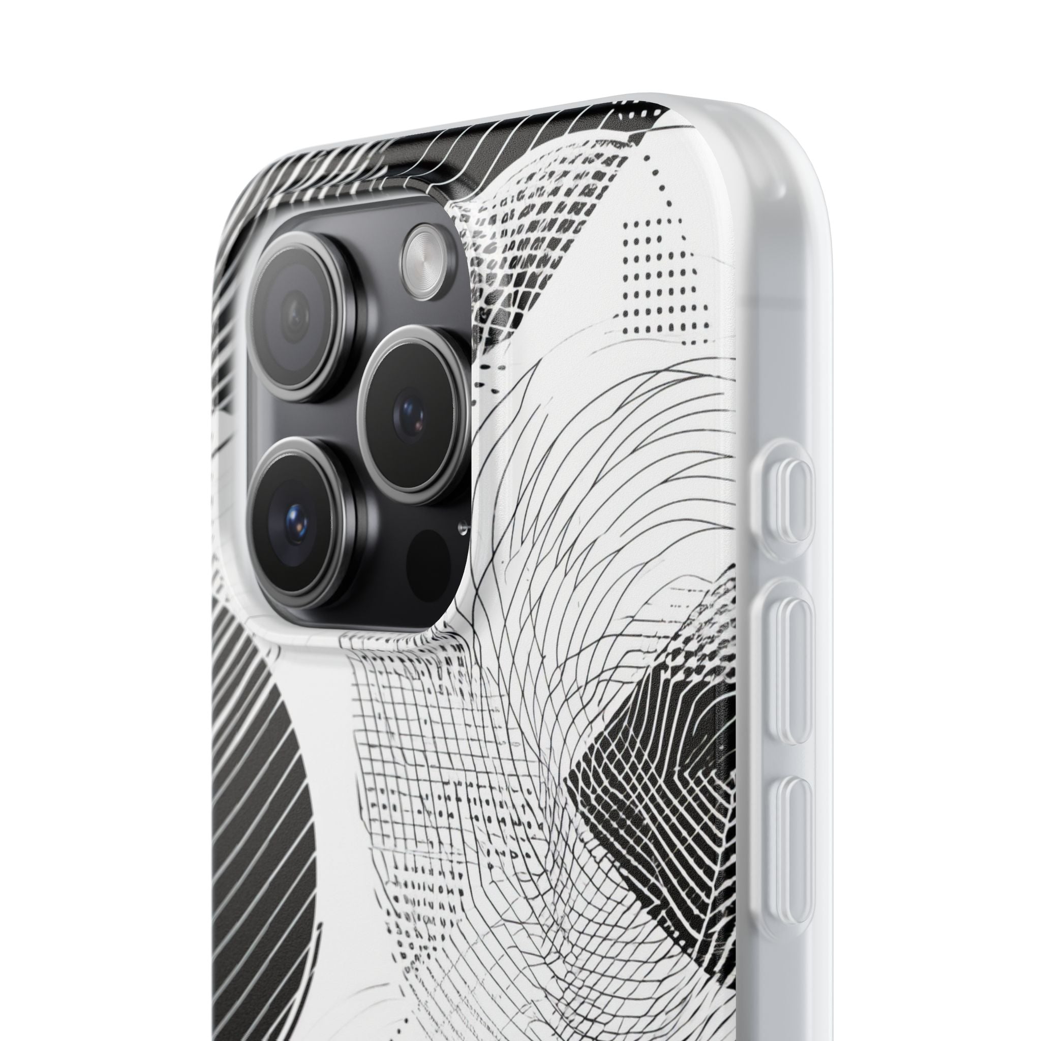 Geometric Monochrome Flow iPhone 15 - Flexi Phone Case