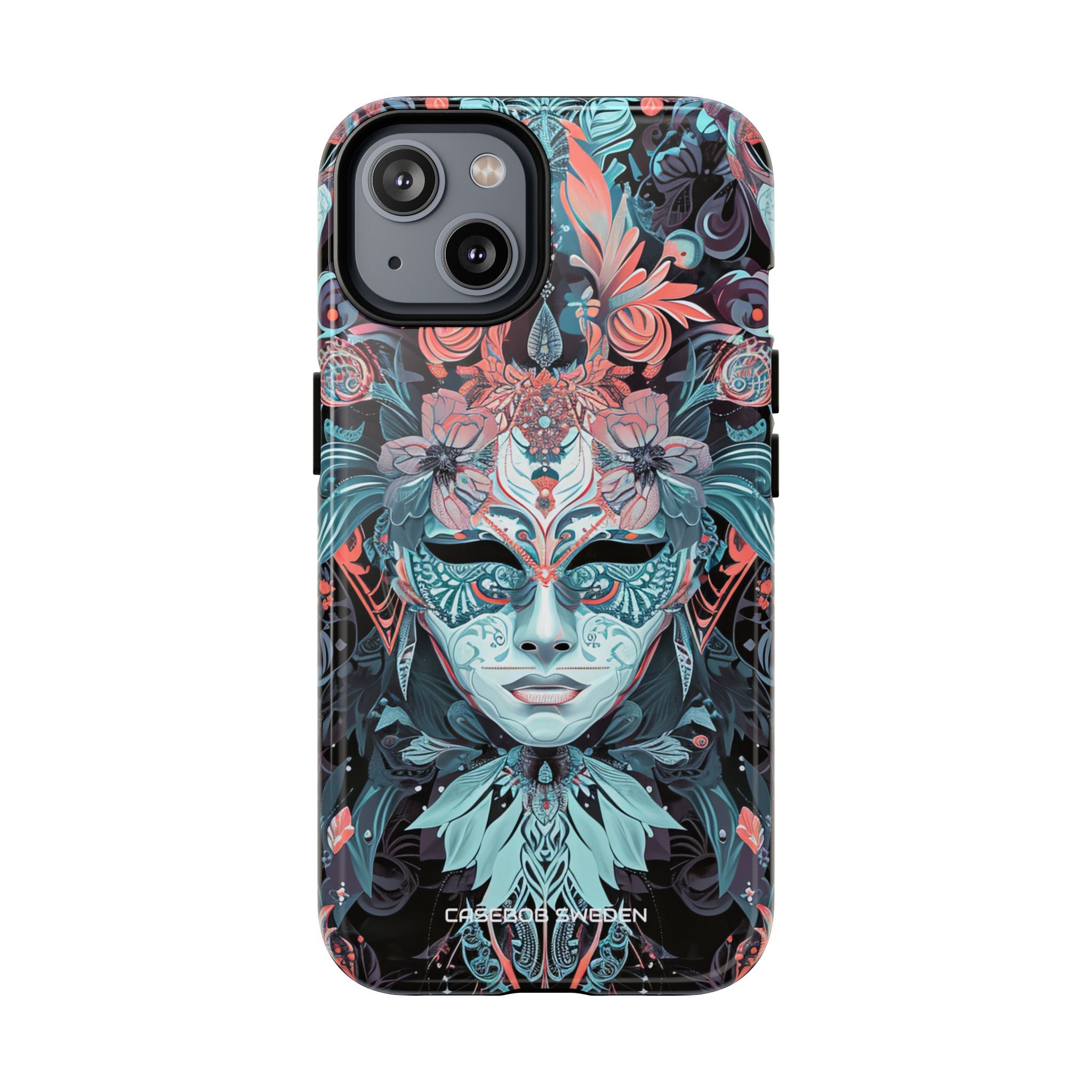 Mystic Teal Coral Mask - Tough + MagSafe® iPhone 14 Phone Case